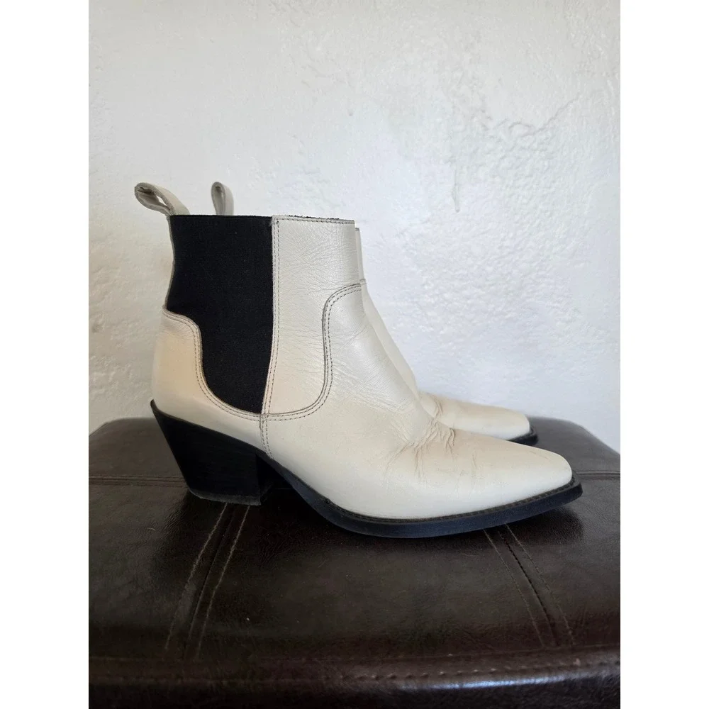 Everlane Bone Cream Italy Leather Western Festival Boho‎ Cottage Boots sz 7